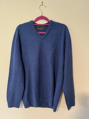MKM original New Zealand mens M medium blue possum fur Wool Silk Jumper Pullover