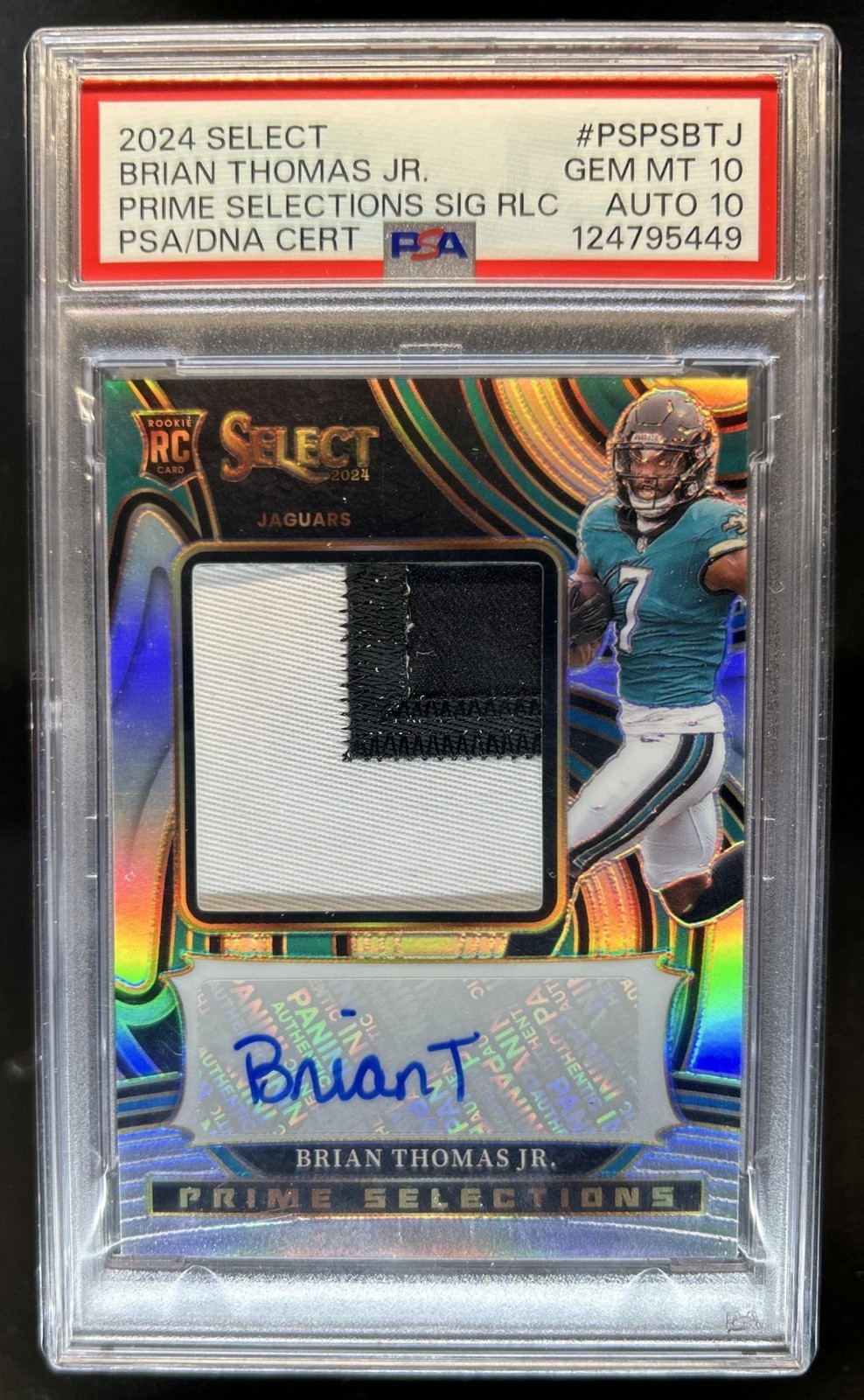 Brian Thomas Panini Select Prime Selections Signature Relics #PSPSBTJ Gold Prizm Jersey Number
