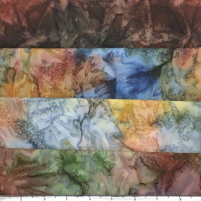 Lot of (4) 1 Yard Cuts 100% Cotton Quilting All Handpaints Fabric Dark #454A