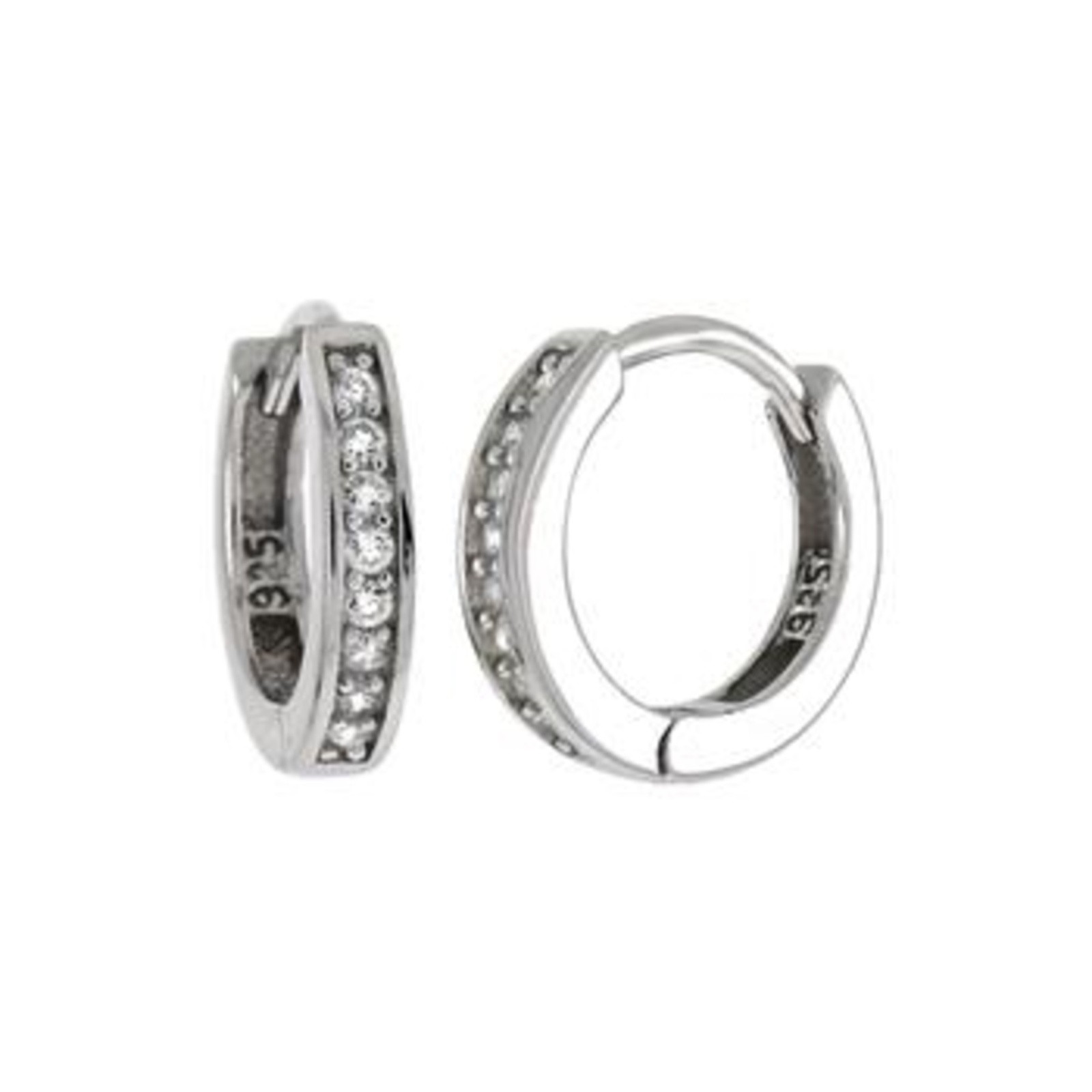 Sparkling Dainty Diamond Huggie Hoop Earrings set in Solid Sterling Silver
