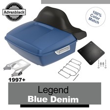 Legend Blue Denim King Rear Trunk Pack Luggage Pad Fit Harley Touring 1997+