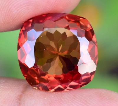 Natural Imperial Topaz 18.85 Ct Cushion Cut Orange Asterism Edelstein AGSL