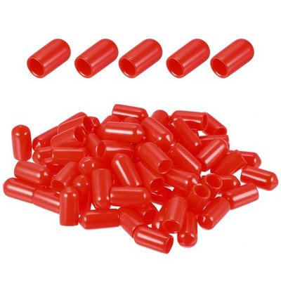 200Pack 1/4'' ID Red Screw Thread Protector Rubber End Caps Bolt Covers for Bolt