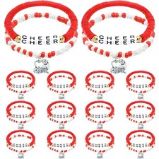 48 Pcs Cheerleader gifts for Women Cheer Bracelets Stackable Friendship Bracelet