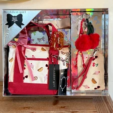 Madden Girl Red Cherry Ice Cream Pretzel Mini Tote Coquette Gift Set NWT