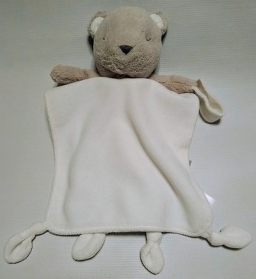 Carters Gray Bear White Security Blanket Lovey Plush Knotted Corners Rattle