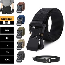 Men’s Tactical Military Waist Belt Black Nylon Army Work Webbing Quick Release