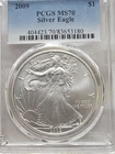 2009 American Silver Eagle $1 Coin PCGS MS70 Grade