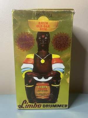 Vtg 70 s Angostura Trinidad Old Oak Limbo Drummer Rum Caribbean Bottle w/Box