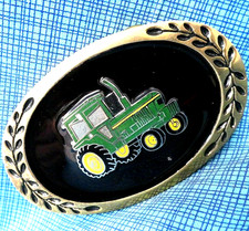 Tractor Belt Buckle Farming Enameled Brass Farmer Vtg 80s Heritage .CPA363