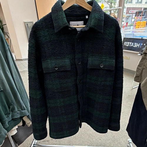 NN07 Green/Black Plaid Fleece Shirt Jacket Button Front Pockets Men's XL - product listing photo