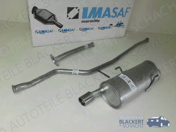 Imasaf Auspuff Ab Kat für Peugeot 206 SchräGheck 1.1I + 1.4I 2000-|+ Chromblende-image