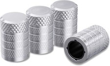Silver Tire Valve Stem Caps 4-Pack Aluminum Universal Set