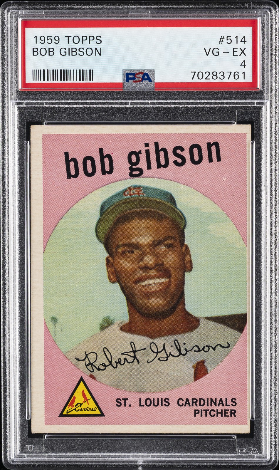 1959 TOPPS #514 BOB GIBSON ROOKIE RC PSA 4