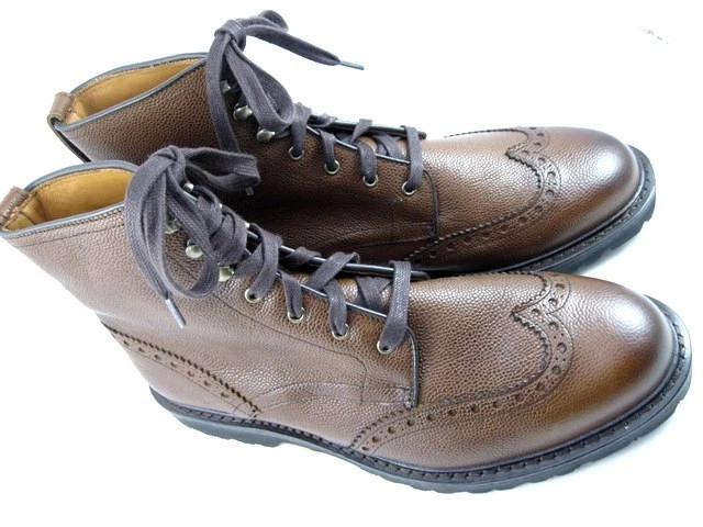 全新 Allen Edmonds "ASTOR" 皮革翼尖靴 10.5 EEE 棕色 GRAIN (682N) — 第 3/4 张图片