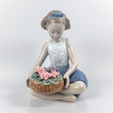 Lladro Girl with Flower Basket Figurine: 2010 Porcelain Spain