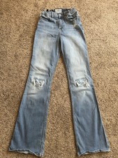 Abercrombie Kids distressed high-rise flare jeans Adjustable Size 15/16