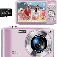 Digital Camera With 2.88 IPS Screen 48MP 4K For Photo Video 16X Zoom pink