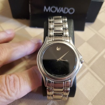 Movado 0607292 Temo Quartz Black Dial Men's Watch Swiss Quartz Silver Steel Band