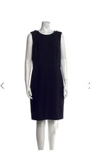 Tory Burch Size 8 Navy Wool Blend Sleeveless Knee Length Shift Dress 