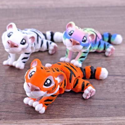 Mini Tiger Articulated Flexi Fidget 3D Printed Desk Pet or Keychain Choose Color