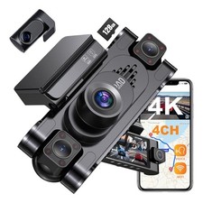 4K Dual Dash Cam Front  Rear with GPS, WiFi, Night Vision, 128GB Storage