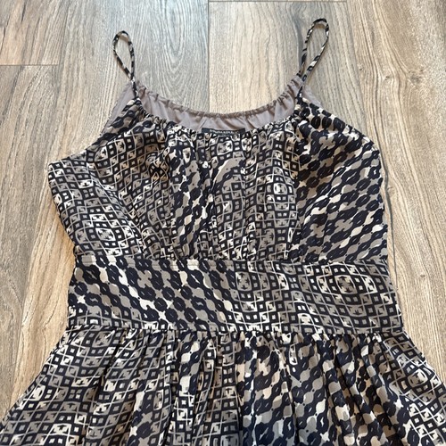 Banana Republic Vestito Trasparente Spaghetti Spalline Linea A Geometrico Taglia 2 P Petite - Foto 2 di 11