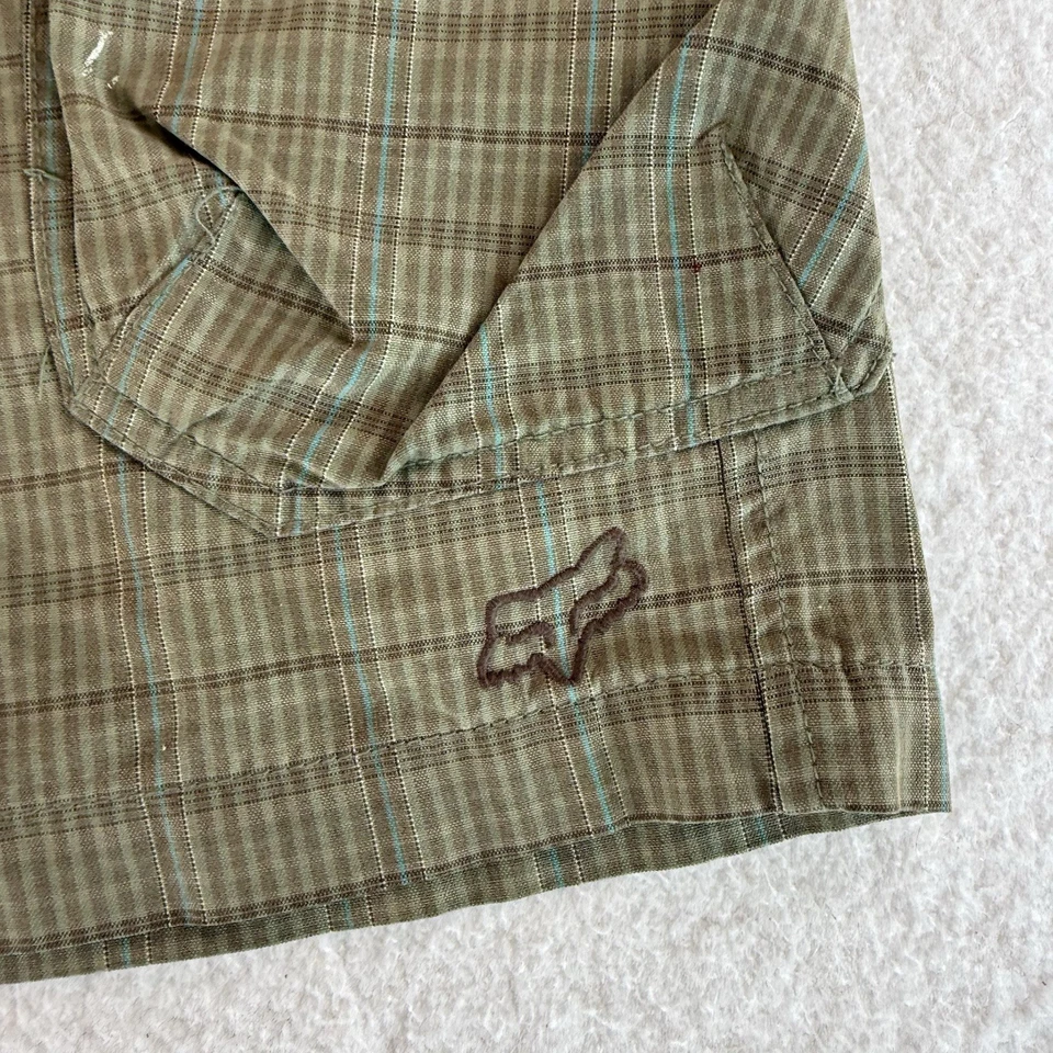 Vintage Y2K Fox Racing Shorts Moto Cargo Outdoor Casual Plaid Men’s Size 32 - Image 2 of 4