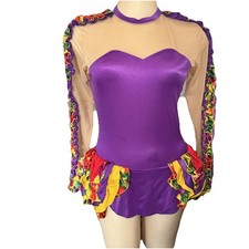Figure skating Competition dress Or Costume Medium Mardi Gras Theme Needs Mend