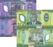 Samoa SET 2 UNC Polymer 50 100 Tala ND 2025 P NEW Design