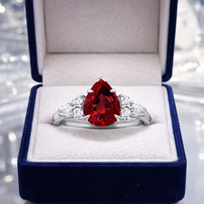 2.60 Ct Natural Ruby & Diamond Wedding Eternity band Ring 18k White Gold Sz 9
