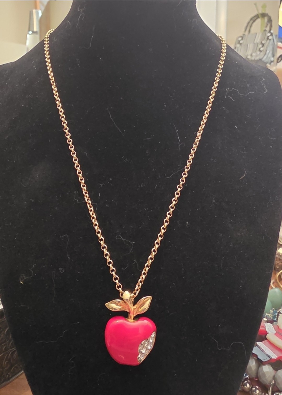 Kenneth Jay Lane KJL Apple Pendant Necklace Goldt… - image 1