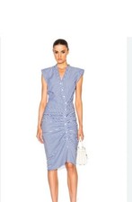 Veronica Beard Blue & White Striped Ruched Midi Dress Cotton Size 4