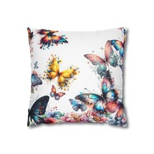 Spun Polyester Square Butterflies Pillow Case