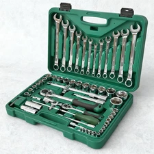 72 Teeth Mechanic Tool Set 61 Piece Socket Wrench Set with Storage Case 1/4 1/2"