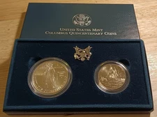 1992-D Columbus Quincentenary Commem, UNCIRC Silver 1$ & Clad 50¢, 2-coin set.