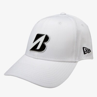 BRIDGESTONE GOLF MENS NEW ERA 39THIRTY FITTED CAP HAT M/L WHITE NEW w/ TAG 2177
