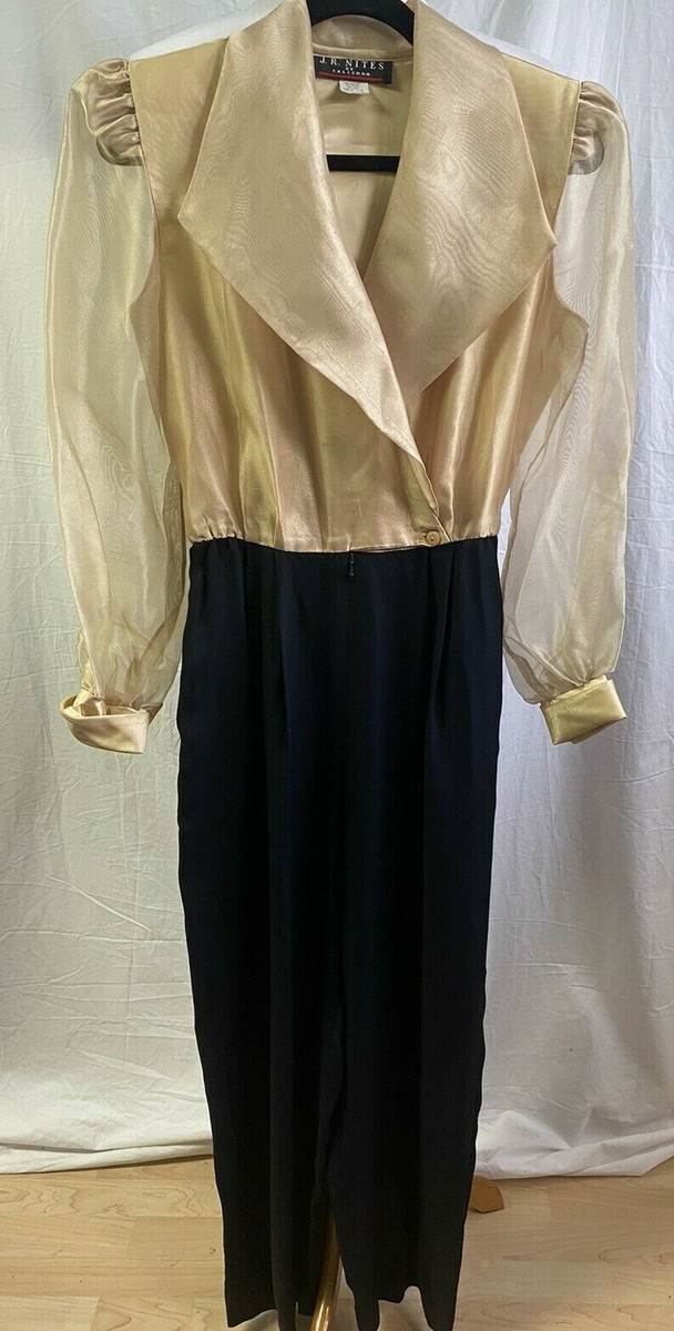 Vintage 70s Disco Era Nites Caliendo Sheer Gold Black