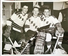 1953 1954 JOHNNY BOWER ROOKIE PHOTO BOB CHRYSTAL NHL HOCKEY RARE GOALIE LEGEND 