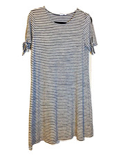 SALE - Black & White Striped Tie Sleeved T-shirt Dress - GAP - Sz. M