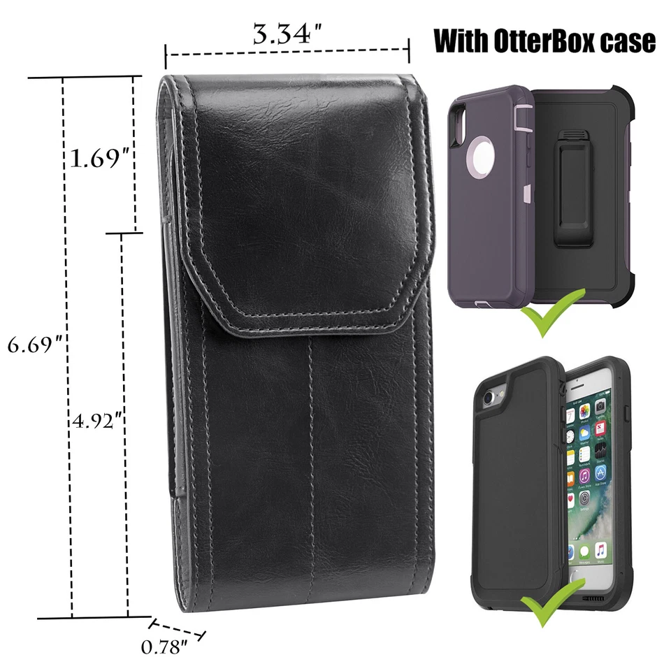 Funda de cuero vertical con clip para cinturón para Samsung Note 9 + iPhone Foto 3 de 4
