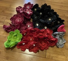 LOT of 42 Mixed Color Peony Rhinestone Flower Craft Hair Bow DIY