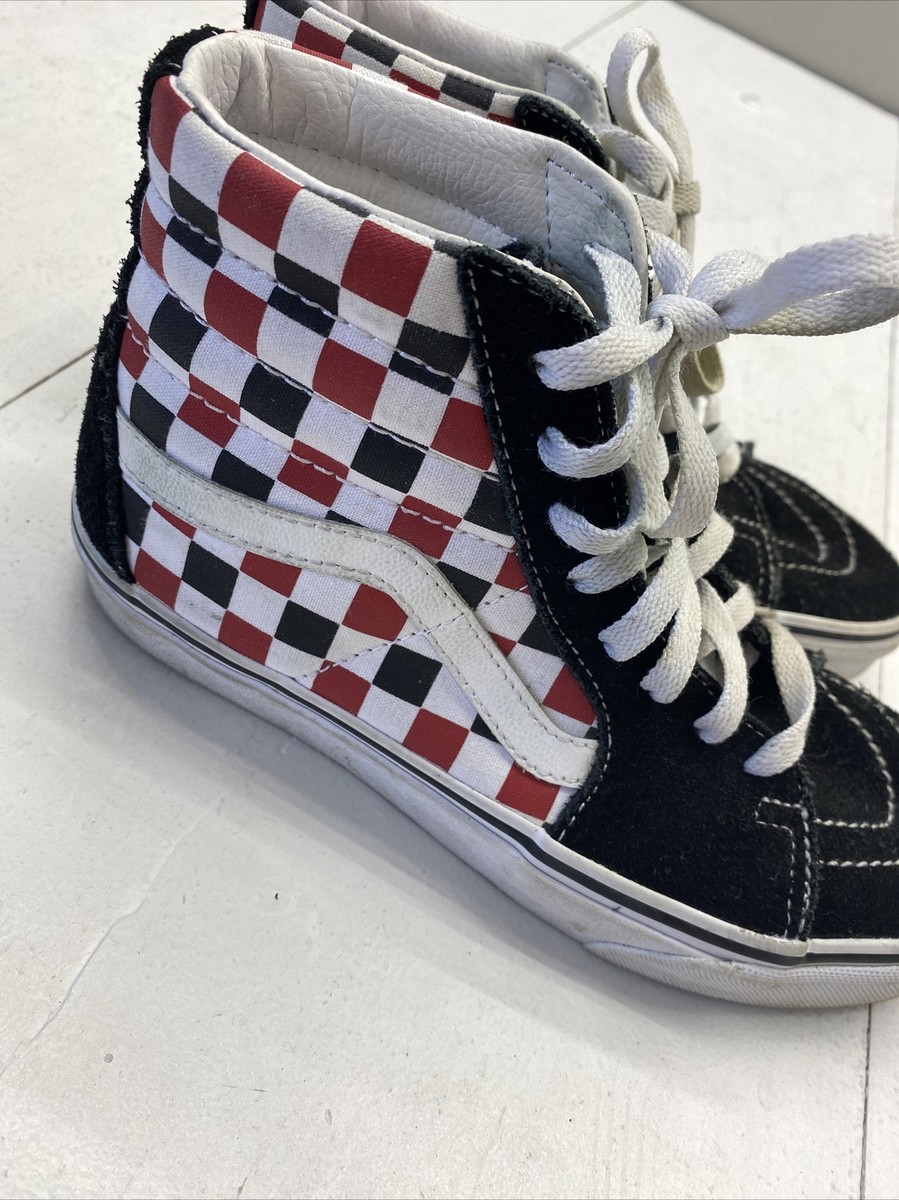 Vans Sk8-HI Checkered Black/Red Suede Skate Sneakers Shoes Vans Sk8-HI Checkered Black/Red Suede Skate Sneakers Shoes