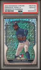 Enmanuel Bonilla 2023 Bowman Chrome 1st Shimmer Refractor Card #BCP-163 PSA 10