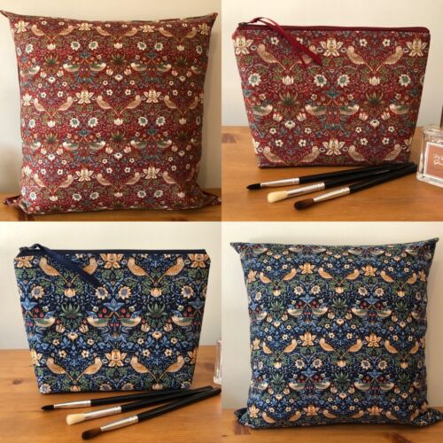 William Morris Toiletries Bag Strawberry Thief Make Up Cosmetic Bag Birds Floral - Picture 7 of 7