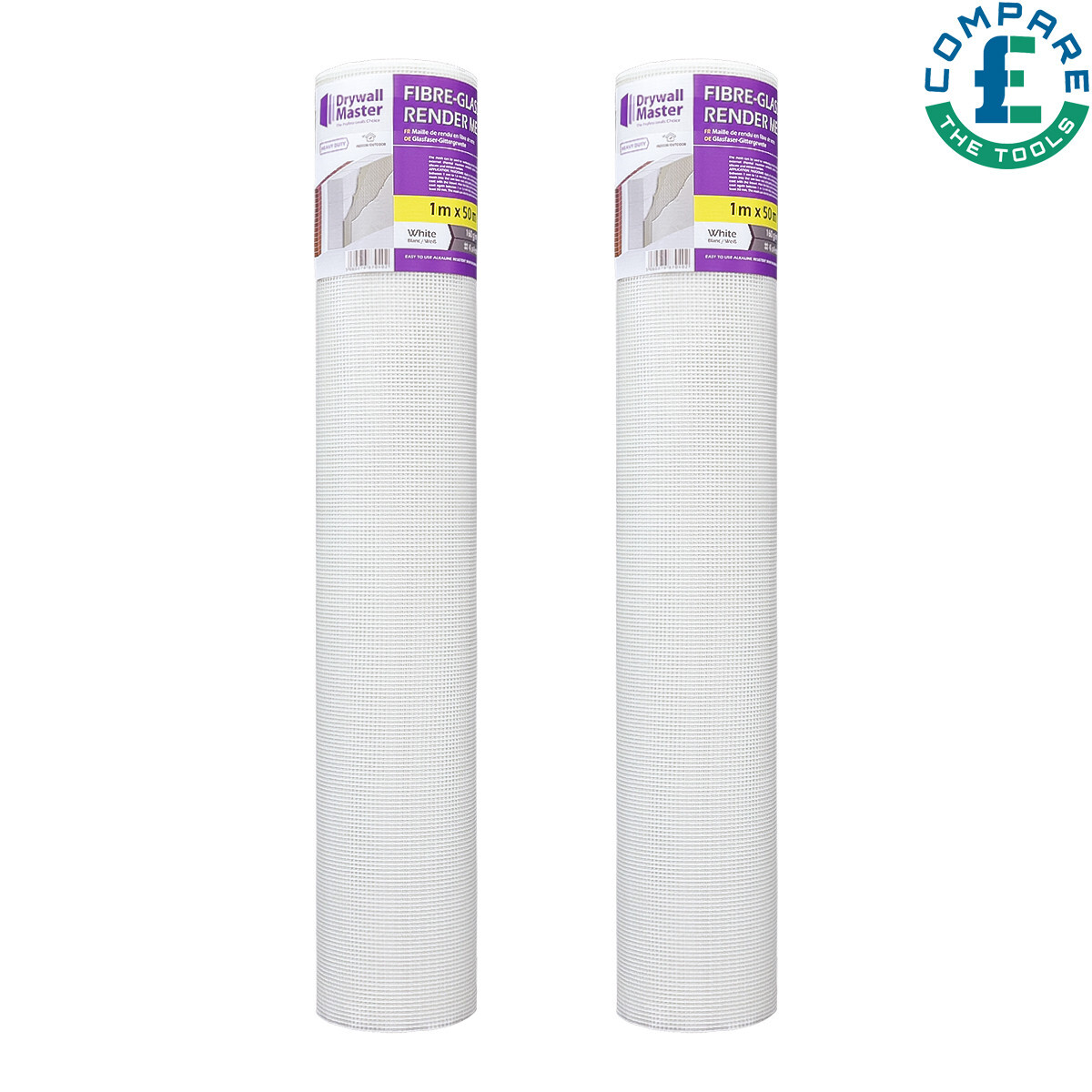 Fibreglass Rendering Render Mesh 50sqm 160g/m2 4x4 mm Drywall Master Pack of 2