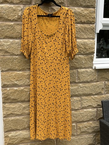 NEXT Dress Mustard Floral - Size 14 - Picture 7 of 7