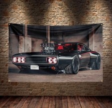 American Muscle Flag of Charger Black Polyester 60cm x 90cm Brass Grommets