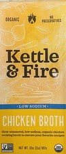 Kettle  Fire ORGANIC CHICKEN BROTH Cooking Broth LOW SODIUM - 32 oz Carton