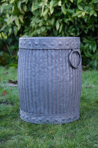 Large Zinc Barrel Galvanised Dolly Tubs Planter Bucket Garden Flowers Set of 2 - Picture 9 of 16